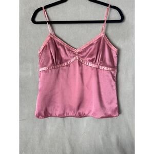 Pink Satin Cami Tank Top Small Barbie Babydoll Blouse Small
